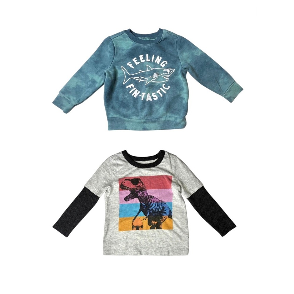 Bundle of 2 Old Navy Graphic Sweatshirt + Graphic TShirt 2T Toddler LS Shirts